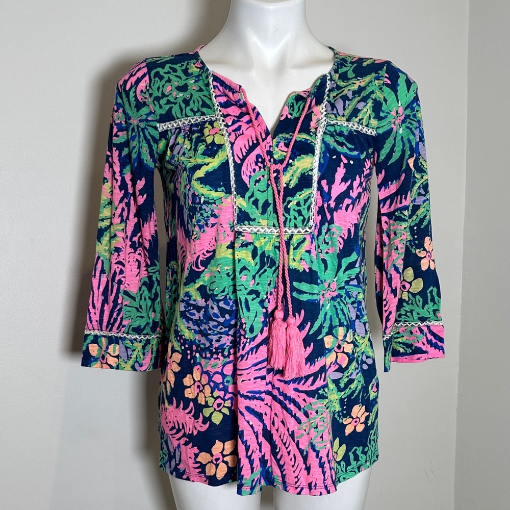 Lilly Pulitzer Pink and Green Floral Tunic